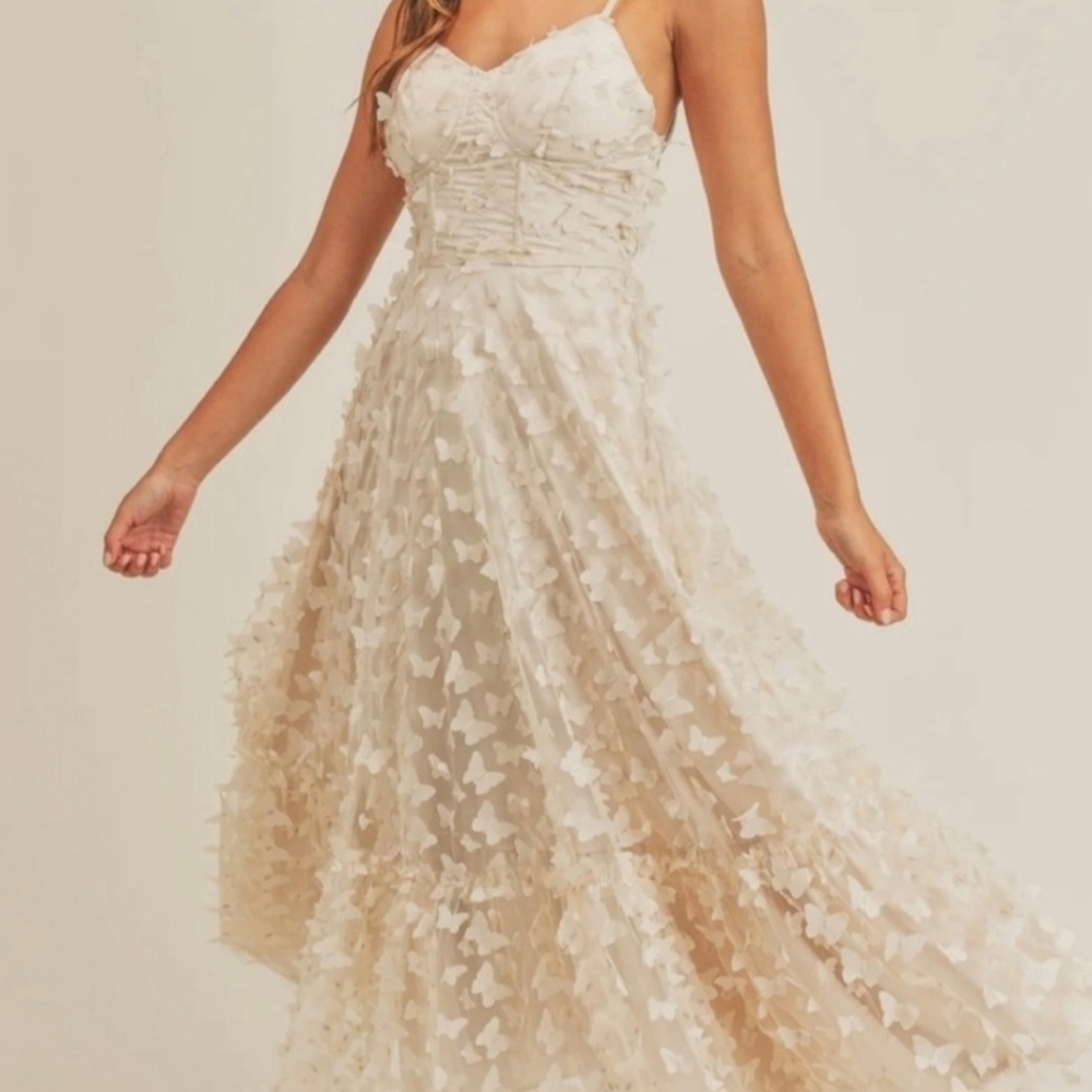 Mable Honeymoon/Wedding 3d Butterfly Maxi Dress